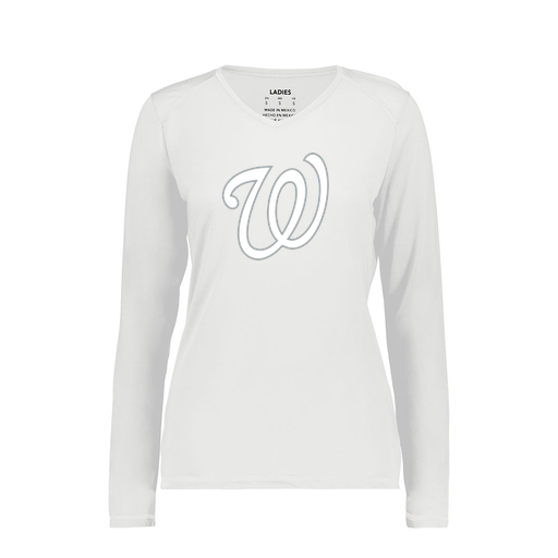 [6847.005.XS-LOGO1] Women's SoftTouch Long Sleeve (Female Adult XS, White, Logo 1)